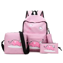 3Pcs/set Stylish Printing Nylon School Bags for Teenage Girls&boys Casual Cat&Elephant&deer Student Backpacks Mochila Escolar цена 3Pcs/set Stylish Printing Nylon School Bags for Teenage Girls&boys Casual Cat&Elephant&deer Student Backpacks Mochila Escolar цены онлайн