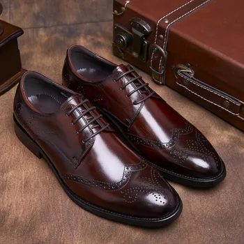 

Bullock Carved Retro Shoes Leather Business Suits Men Winklepicker Male British Summer Ventilation Shoes 2017 New Derby Shoes