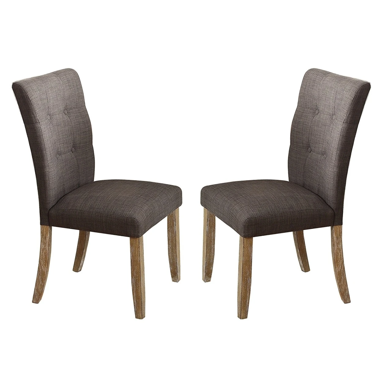 Wood & Fabric Dining Side Chair with Button-Tufting, Set of 2