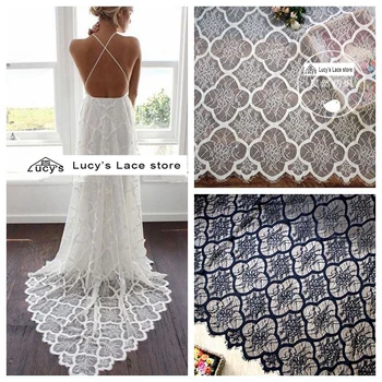 

2018 Latest thick quality french eyelash lace women dress laces 1.5x3M diy decoration lace curtains fabric material!