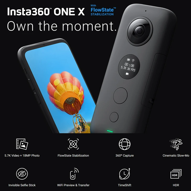 Insta360 ONE X 5,7 K Качество видео 360 градусов камера видео контроль время и перспектива с TimeShif Insta 360 One X