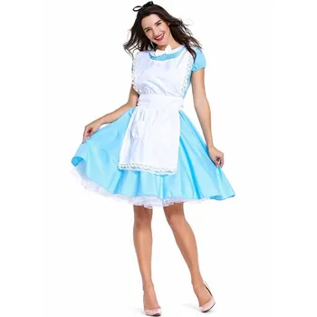 

Women Carnival Party Lady Female Blue White Maid Waitress Cosplay Costumes Hallowmas Party Halloween Costume Navidad