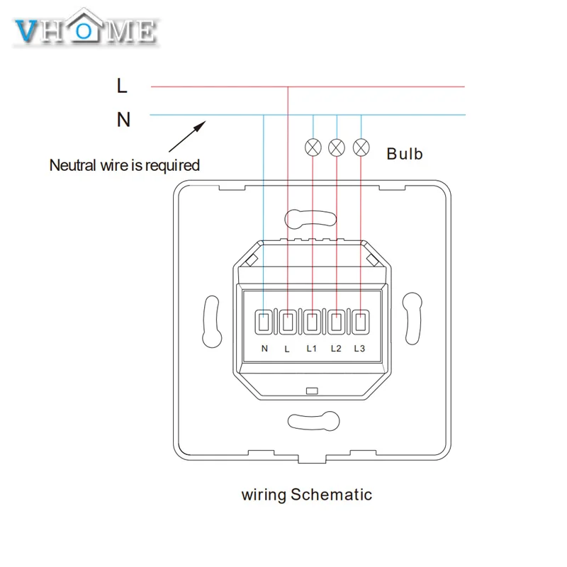 Vhome Tuya Smart Life Wifi выключатель света беспроводной настенный пульт дистанционного управления Переключатель Alexa, Google home AC 100-240V для дома спальни