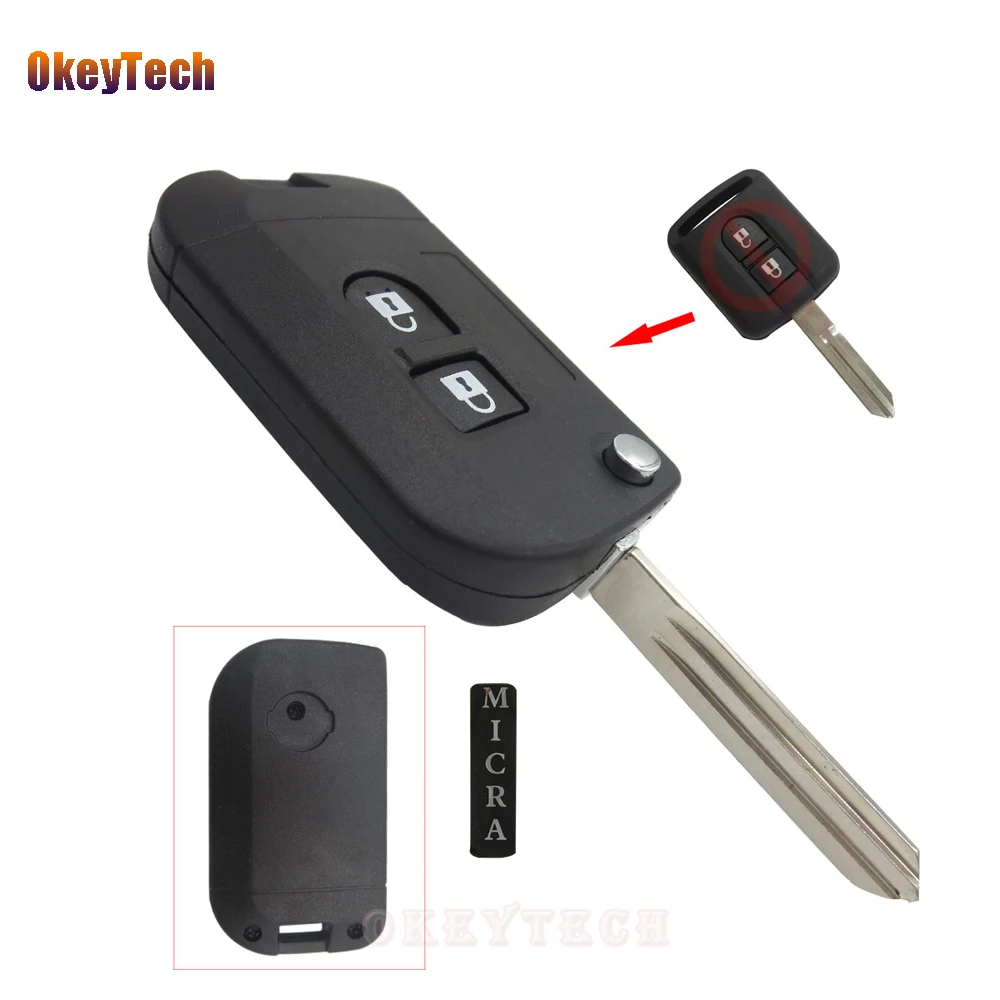 OkeyTech 2 кнопочный откидной складной корпус дистанционного ключа для Nissan Micra Navara