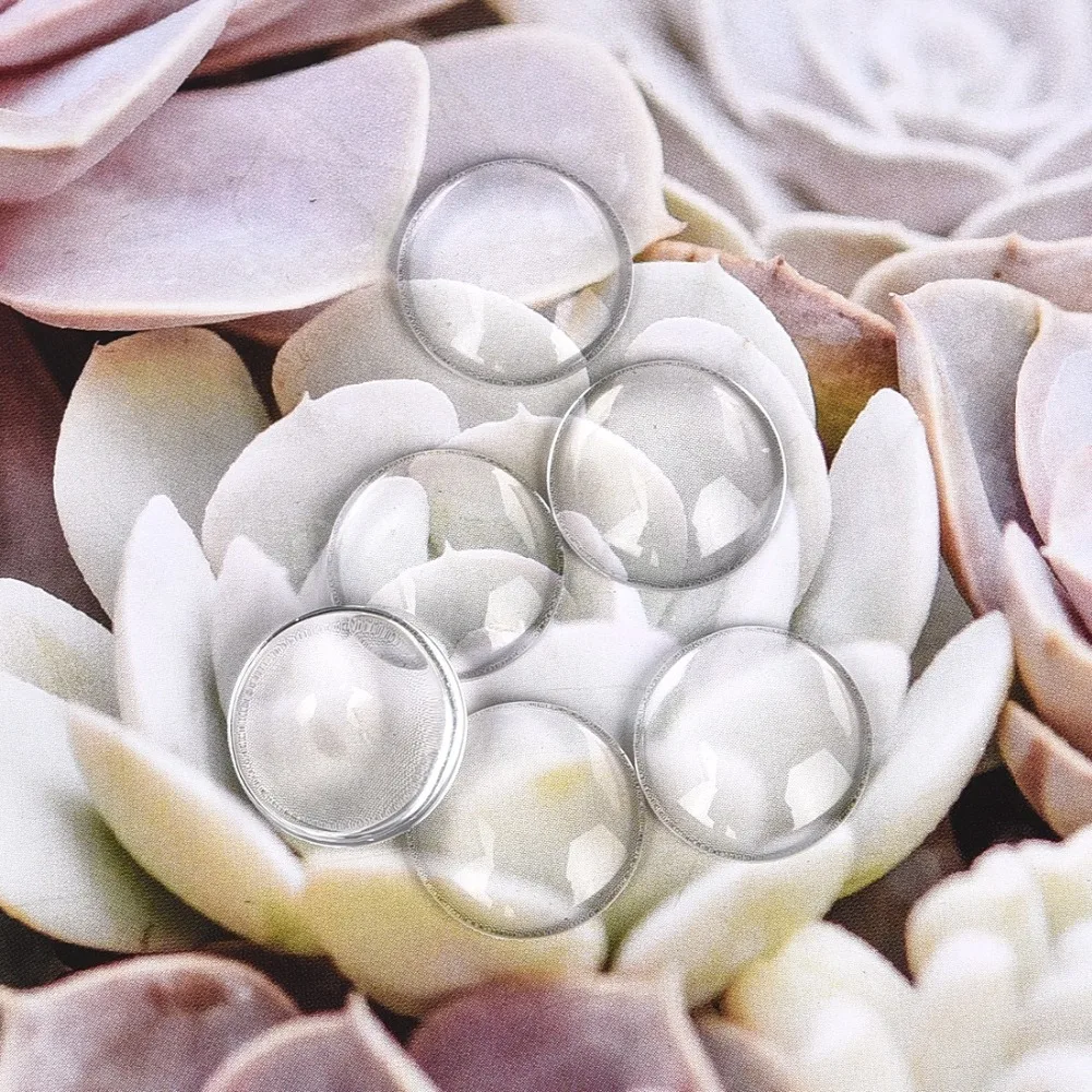15mm Round Cabochons Transparent Glass Clear Flat Back (3)