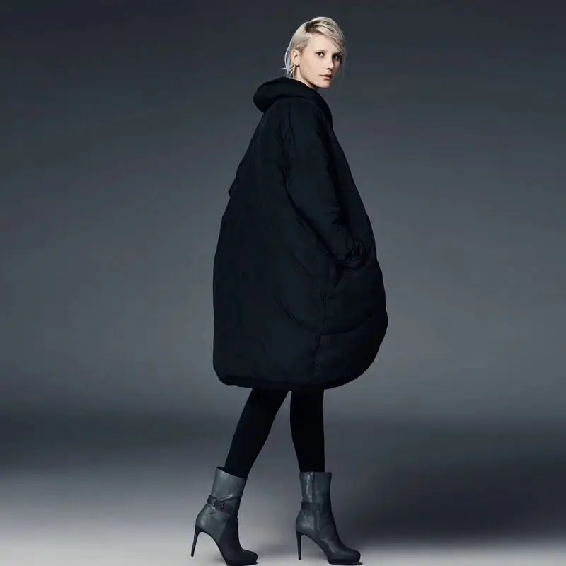 2018 New Women Tide White Duck Down Personality Fashion Cloak Down Jacket Female Loose Casual Winter Down Coat EF1122