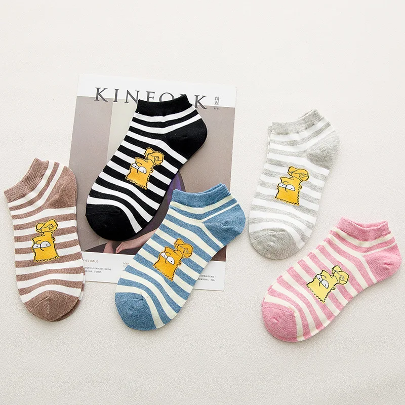 

Ravna Tira 1pair Comfortable Soft Cotton Simpson Cartoon Girl Women's Socks Ankle Low Female Invisible Color Girl Boy Hosier