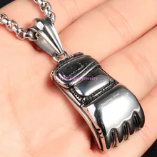 Populares de la personalidad acero inoxidable sólido 316L guante de boxeo del motorista colgante para hombre Boy collar libre del regalo de la joyería