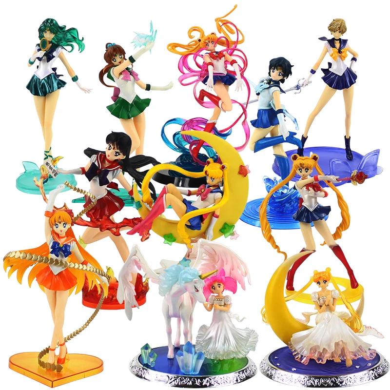 13 22 см Sailor Moon Tsukino Mars Mercury Mizuno Kino Hino Rei Jupiter Saturn Princess Chibi PVC фигурка модель игрушки