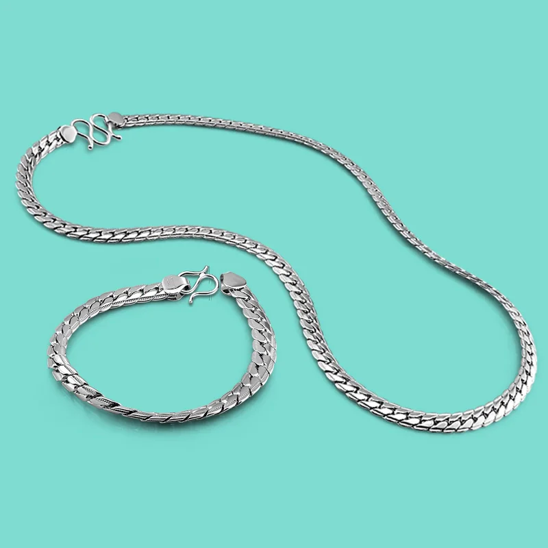 Новый мужской отличный комплект из серебра модная цепь для камеи Дизайн Твердые серебряные ожерелья/Браслеты Мужская модная бижутерия под... Новый мужской отличный комплект из серебра модная цепь для камеи Дизайн Твердые серебряные ожерелья/Браслеты Мужская модная бижутерия под...