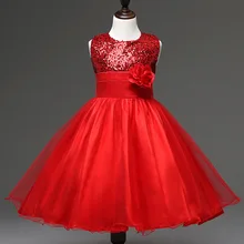 Детская одежда для девочек; платья для девочек до колена с цветком лавандового, голубого, красного цветов и пайетками; вечерние и свадебные модные детские платья
