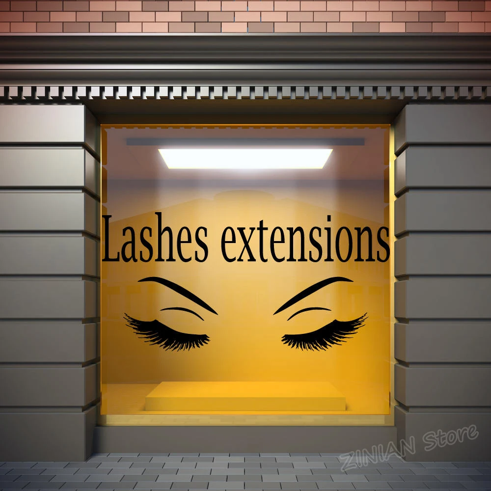 Lashes Extensions Vinyl Wall Stickers Home Interior Decor Eyelashes Eyebrows Wall Decal Make Up Art Sticker Murals Salon Z789