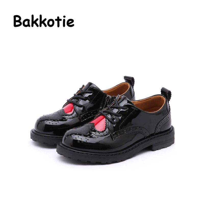 

Bakkotie 2018 Fashion New Autumn Children Heart Shoes Baby Girl Pu Leather Flats Kid Leisure Brand Mesh Black Shoes Oxford