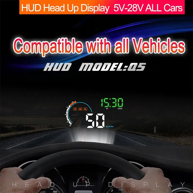 BEESCLOVER HUD Дисплей Q5HUD Универсальный Автомобильный GPS скорость одометр дисплей