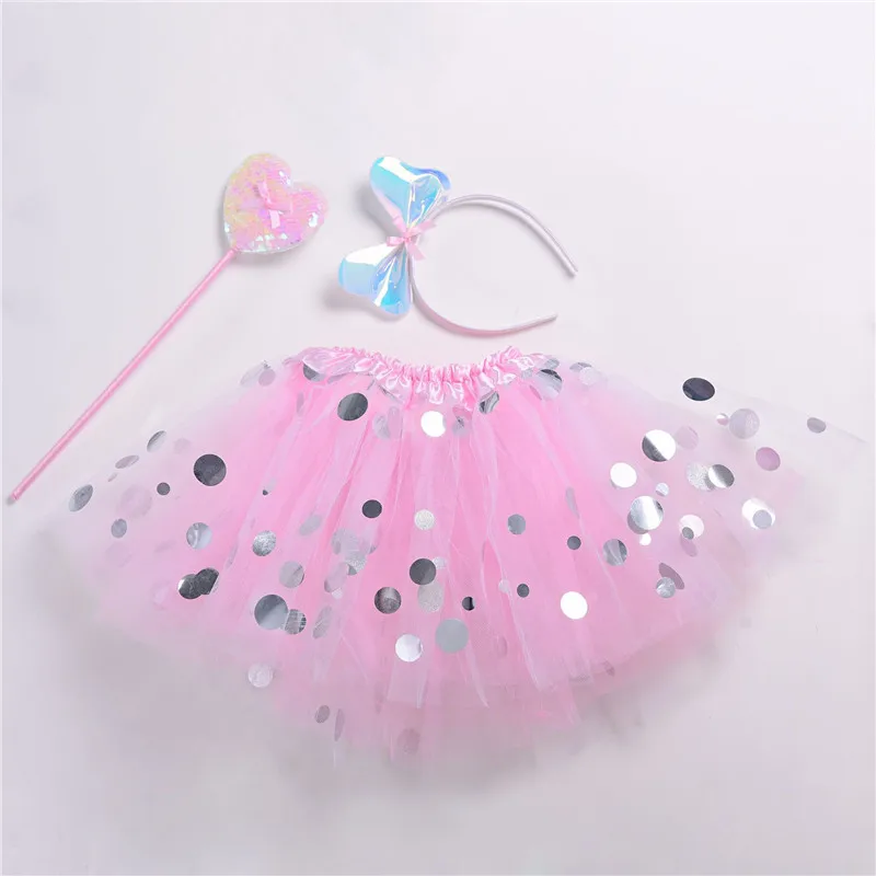 

0-2Y Baby Girls TUTU Skirts Kids Dance Clothes Princess Fairy Stick Bow Headwear Sequin Girls Skirt Ball Gown Child Clothes A352