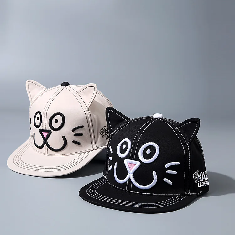 Lovely cat ear Hello Kitty Embroidery Kids Women Men Baseball Caps
