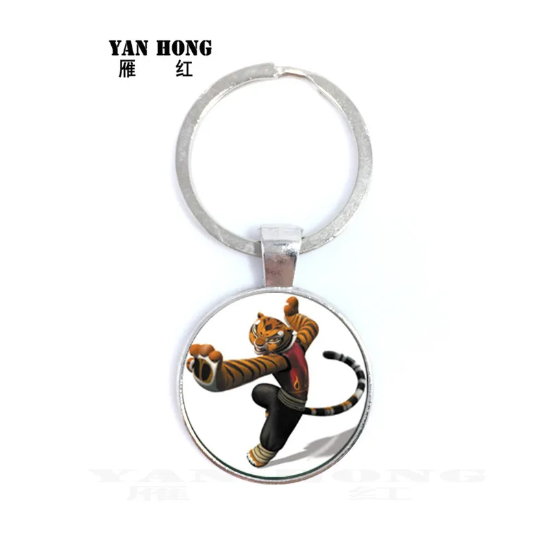 

Fashion Crystal Glass Key Chain, 25MM, Kungfu Panda Design, lovely baby panda, gifts loved by small partners. Wild goose red orn