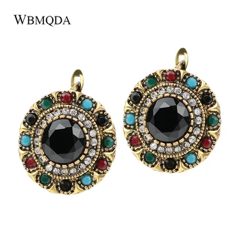 Vintage Jewelry Bohemian Style Crystal Earrings For Women Gold Colorful Resin Stud Earings Trending Products 2018 Wholesale
