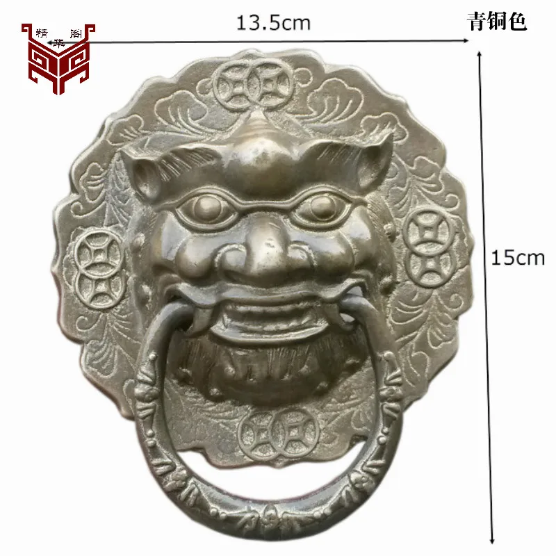 Chinese antique vintage wooden door handle door handle Shoumian Lion Head Knocker copper bronze handle handle shin chinese antique door handle copper lion retro handle shoutou knocker copper handle accessories