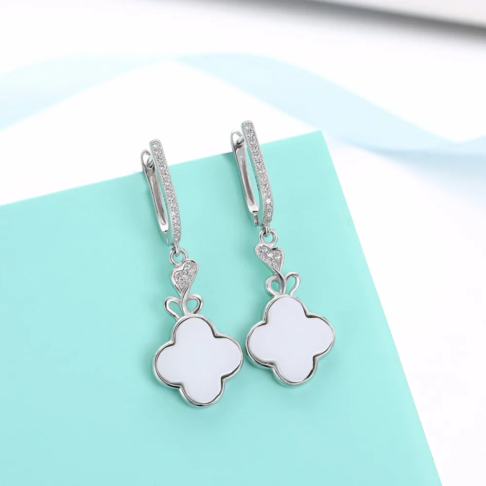 швензы клевер с перламутром. клевер перламутр серебро. подвеска клевер перламутр (cs-56 820).