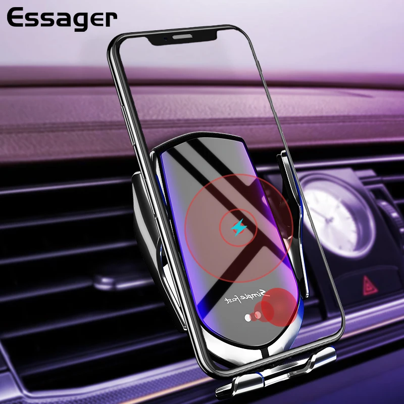 

Essager Qi Car Wireless Charger For iPhone Xs Max Samsung S10 Xiaomi Intelligent Infrared Fast Wirless Charging Car Phone Holder