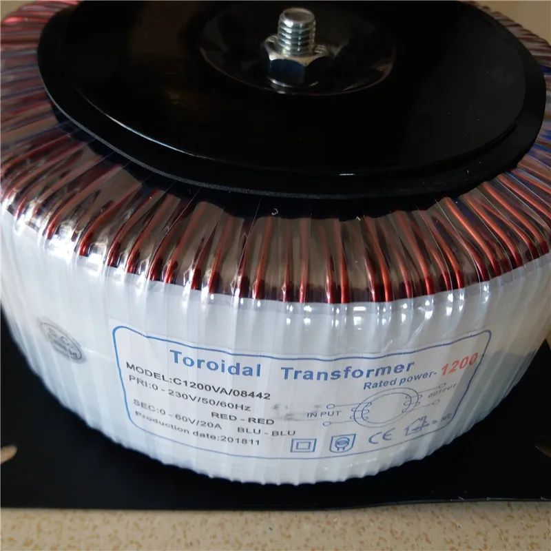 60V 20A тороидальный трансформатор 1200VA 230V меди изготовленный на заказ изолирующий
