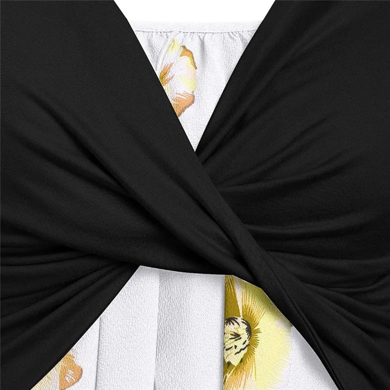 New Fashion Women Summer Short Sleeve Front Cross Cross Top Floral Print Mini Dress Elegant Ladies Casual Party Vestidos #4R09   (29)