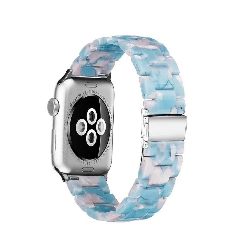 Полимерный браслет для наручных часов Apple watch, версии 44 мм/42 мм/40 мм/38 мм Для женщин& Для мужчин Нержавеющая сталь ремешок для наручных часов, с пряжкой для наручных часов iwatch серии 5 4 3 2 1 - Band Color: blue