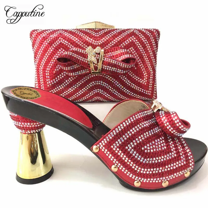 Et Sac Pour Chaussures or Tx Dames La Fête 2018 8528 bleu Hauts rouge Noir Élégant Jolie jaune Talons Mode pourpre Capputine Italien Ensemble Africaine OnX4xfnY