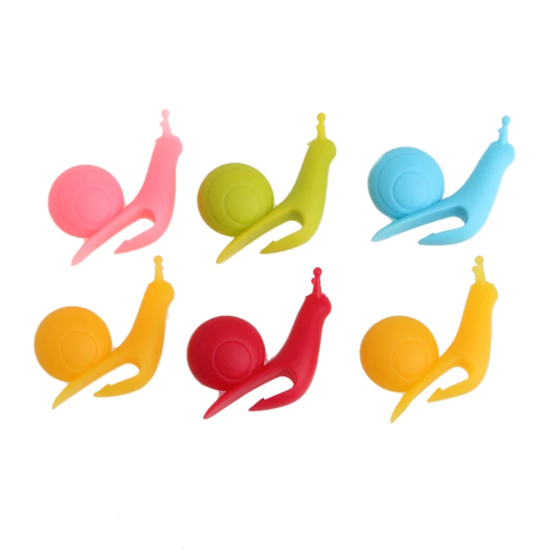 6Pcs Cute Snail Shape Silicone Bag Tea Hanging Label Cup Glass Clip Holder Filter Tool Filters Colorful Mini Tea Tools