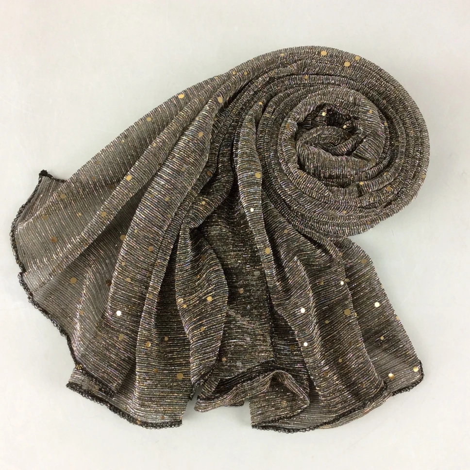 Paillette мерцающий Блестящий простой женский шарф с блестками мусульманский хиджаб 10 шт./лот