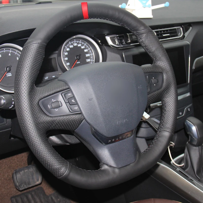 HuiER ручная швейная крышка рулевого колеса автомобиля Удобная дышащая красная маркер для peugeot 408 автомобильные аксессуары