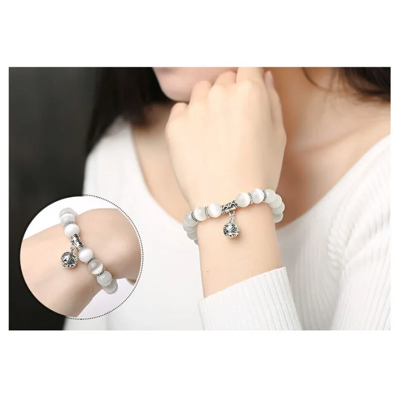 Weight Loss White Cat Eye Beads Therapy Bracelet Anklet Weight Loss Product Bracelet With Lucky Pendant Health Care