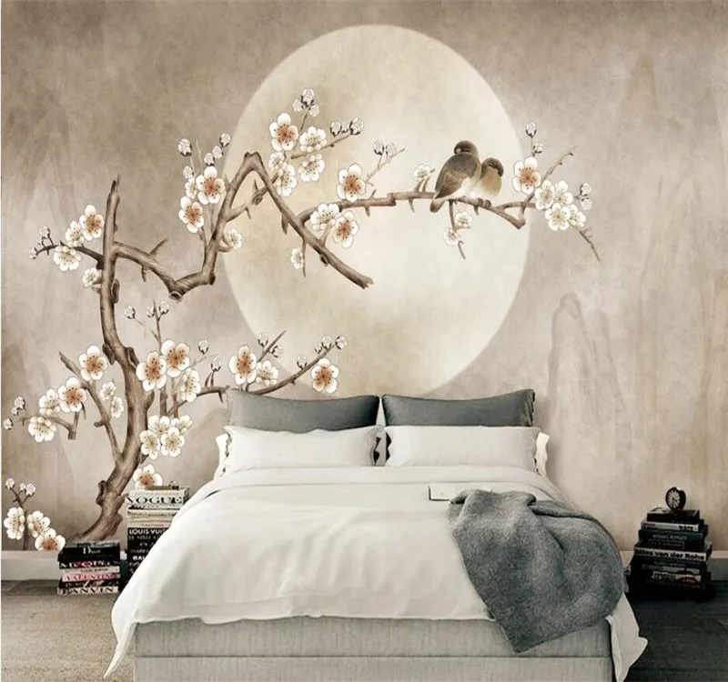 Custom wallpaper Chinese style fashion simple flower and bird series background wall decoration - high-grade waterproof material Custom wallpaper Chinese style fashion simple flower and bird series background wall decoration - high-grade waterproof material