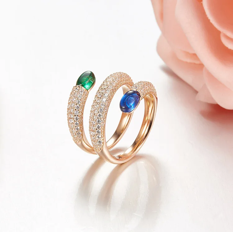 SLJELY, прекрасный дизайн, 925 пробы, серебро, кубический цирконий, конфеты, двойные кольца на пальцы, для женщин, трендовые, синие, украшения с зеленым камнем, подарок