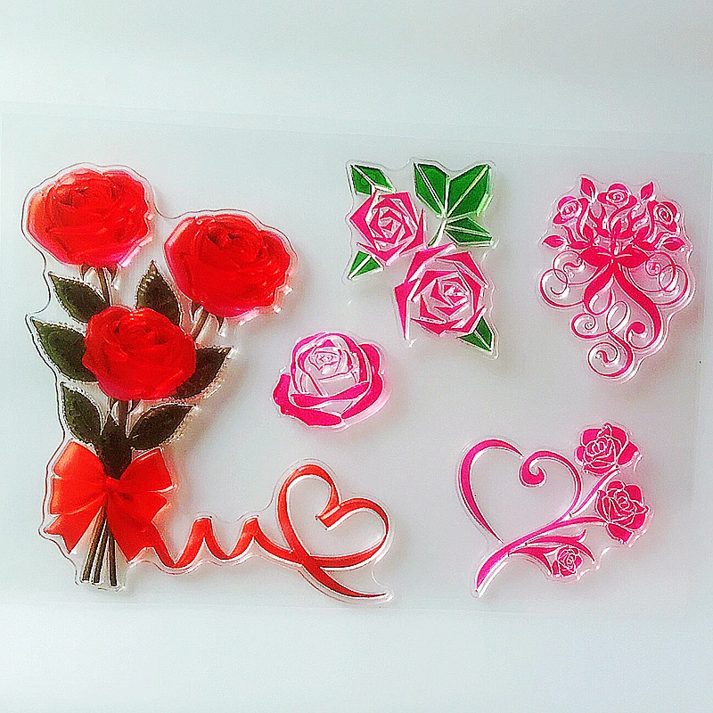 

YLCS263 Rose Silicone Clear Stamps For Scrapbook DIY Album Paper Card Decoration Embossing Folder Rubber Stamp Tools 11*16cm