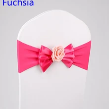 Цвет фуксии стул из лайкры Sash бабочка галстук-бабочка с канделябр для украшения для свадебных стульев повязка из спандекса стрейч галстук-бабочка