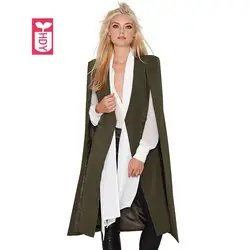 Европа мода зима Армейский зеленый накидка женские пальто формальный плащ Длинный ветра верхняя одежда Бизнес костюм пальто 2018