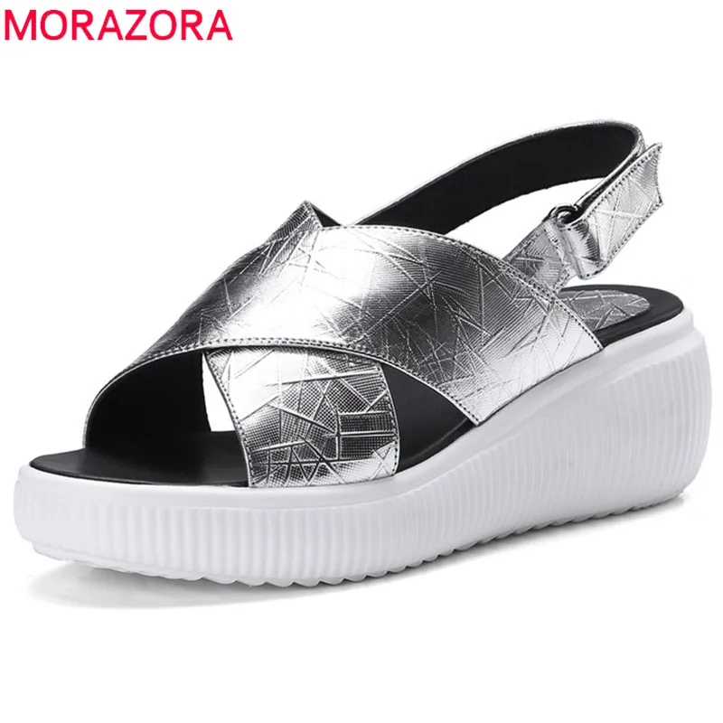 

MORAZORA 2019 hot sale women sandals solid color summer platform shoes lady comfortable fashion wedges shoes woman casual shoes