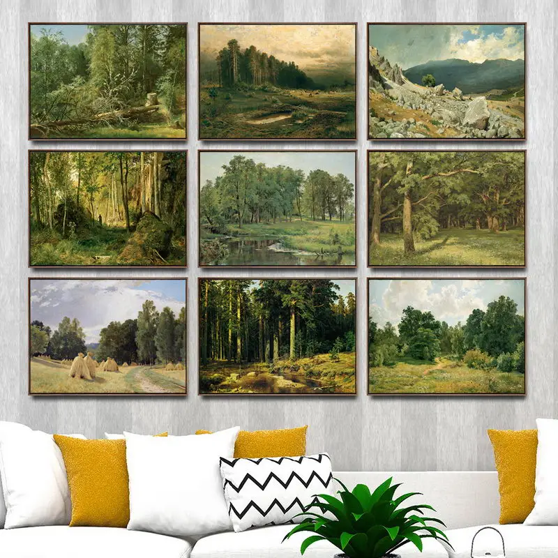 

Home Decoration Art Wall Pictures for Living Room Poster Print Canvas Printings Paintingsn Russian Ivan I. Shishkin Forest 2