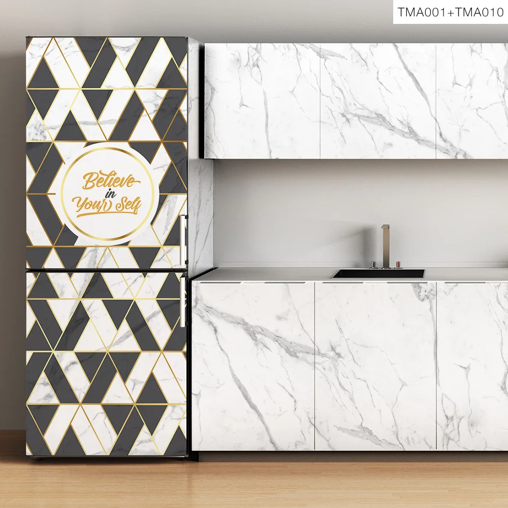 

Self-adhesive Kitchen Furniture Stickers Wardrobe Eco-friendly Refrigerator Stickers Removable Waterproof Home Decorative Films