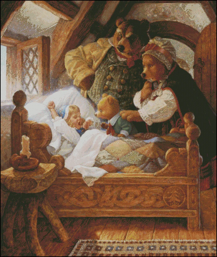 

Needlework,14CT Counted Cartoon animal bear Goldilocks Embroidery,DIY DMC Cross stitch kits,Arts Pattern Cross-Stitching Decor