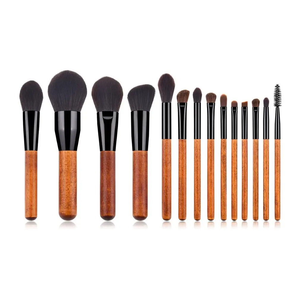 

14 Pcs Wooden Handle Makeup Brushes Set Foundation Powder Blush Eyeshadow Eyebrow Eyelash Brushes Beauty Make Up Cosmetics Tools