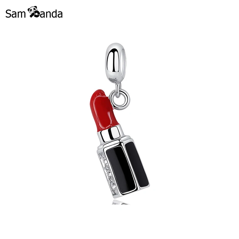 Аутентичные 100% стерлингового серебра 925 Шарм бисера кулон для помады амулеты