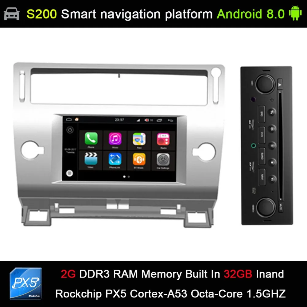 

Android 8.0 system PX5 Octa 8-Core CPU 2G Ram 32GB Rom Car DVD Radio GPS Navigation for Citroen C4 Quatre Triumph 2004-2012