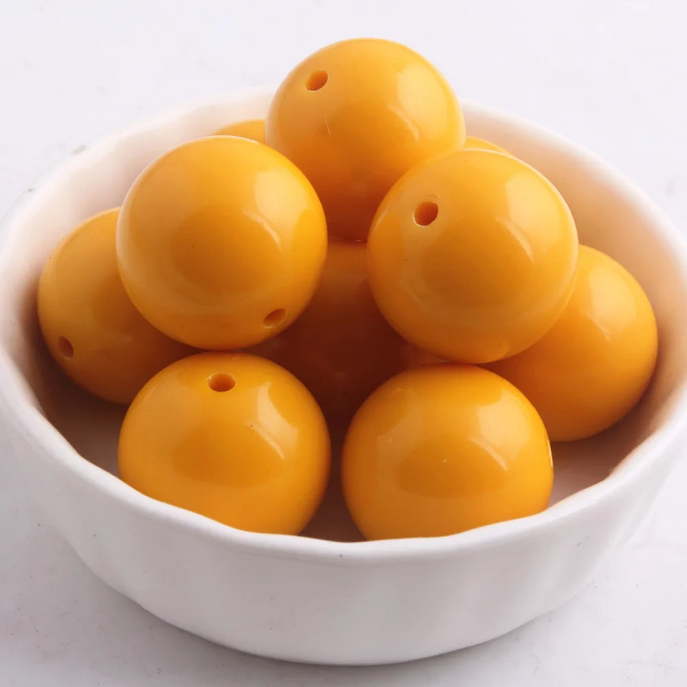 

Kwoi vita Mustard Yellow Color Chunky 20MM 100pcs Acrylic Solid Bubble Gumball Beads for Kids Necklace Jewelry Making