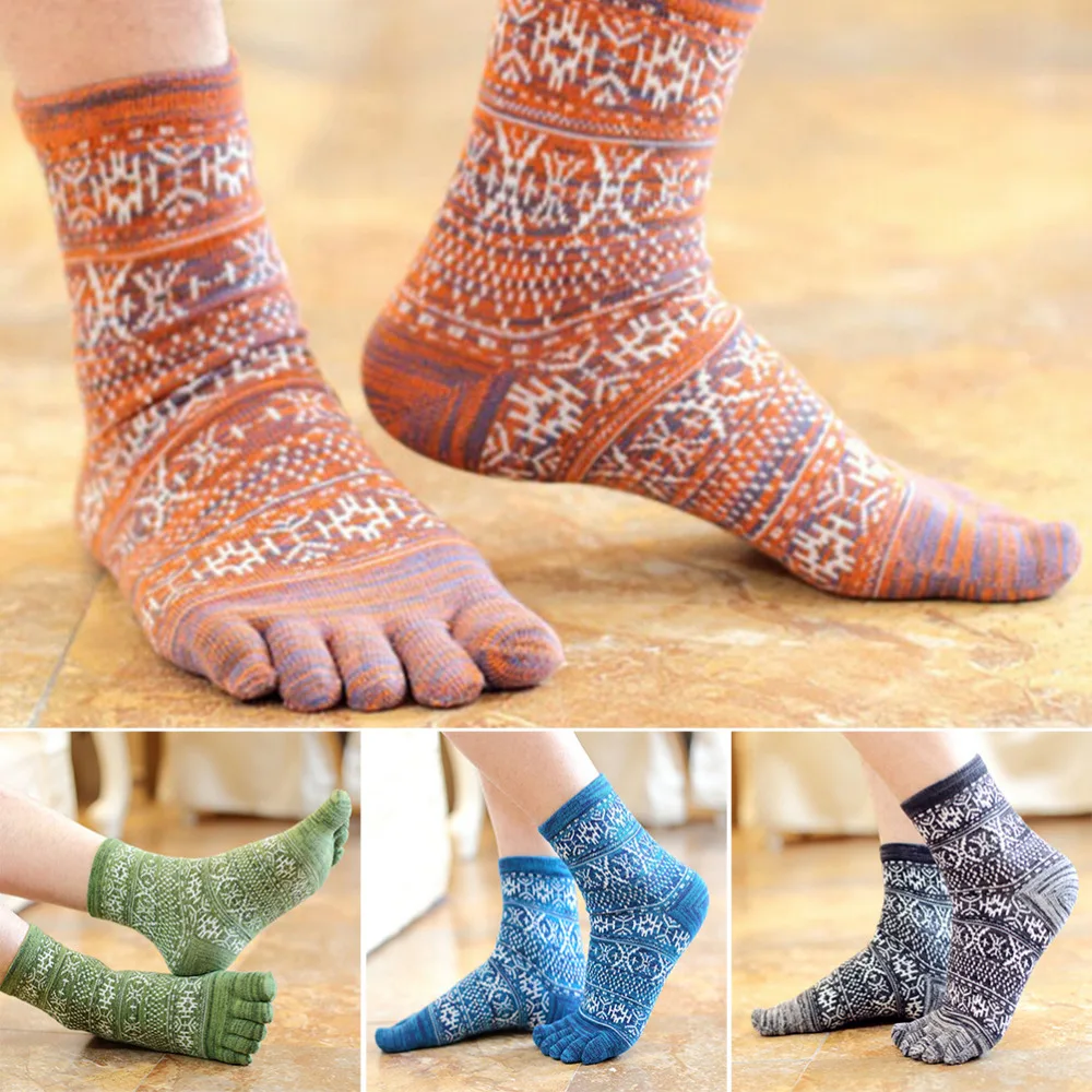 1 Pair Five Finger Socks Men's 4 Colors Vintage Casual Style Cotton Men's Socks Male Thermal/Thick Warm Socks & Hosiery