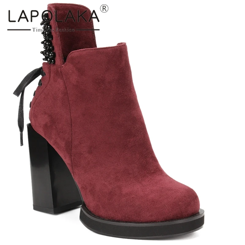 Épais 2019 Femme Offre Talons Zip Grande 41 Bottines De Unies Chaussures Rouge Mode Taille 35 Bottes Livraison Directe Up Nouvelle Lapolaka Spéciale Vin hrCQdtxs