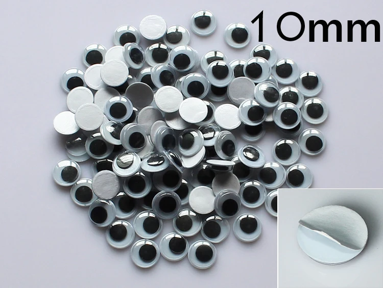 

Wholesale 10mm Plastic eye with self-adhesive Wiggle Eyes for Doll Toy diy 5000pcs/lot,Free shipping