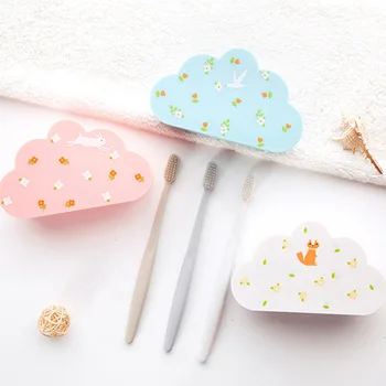 

Creative Cloud Shape Suction Wall Toothbrush Box Multifunctional Bathroom Toothbrush Rack Bathroom Accessories Set Pink/White